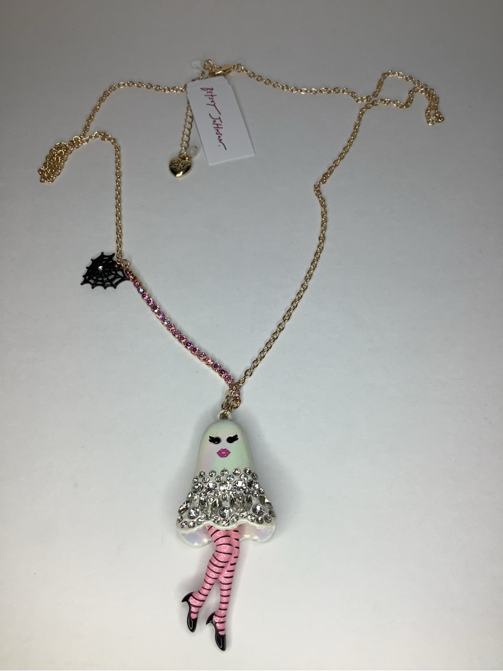 Betsey Johnson Girly Ghost Halloween Pendant Necklace New - Picture 4 of 7